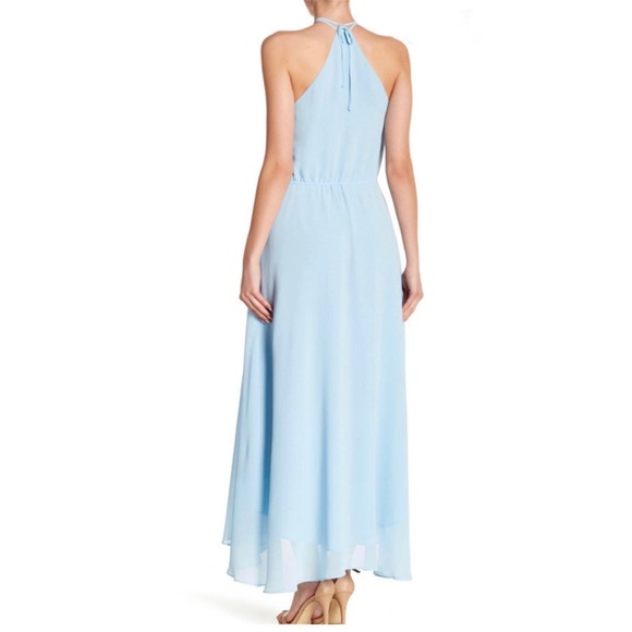 HAUTE HIPPIE BLUE HALTER HIGH-LOW MAXI DRESS - Picture 7 of 9